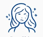Illustration of a woman with dry skin and hair showing signs of dullness.