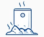 Illustration of a damaged water heater with scale buildup.